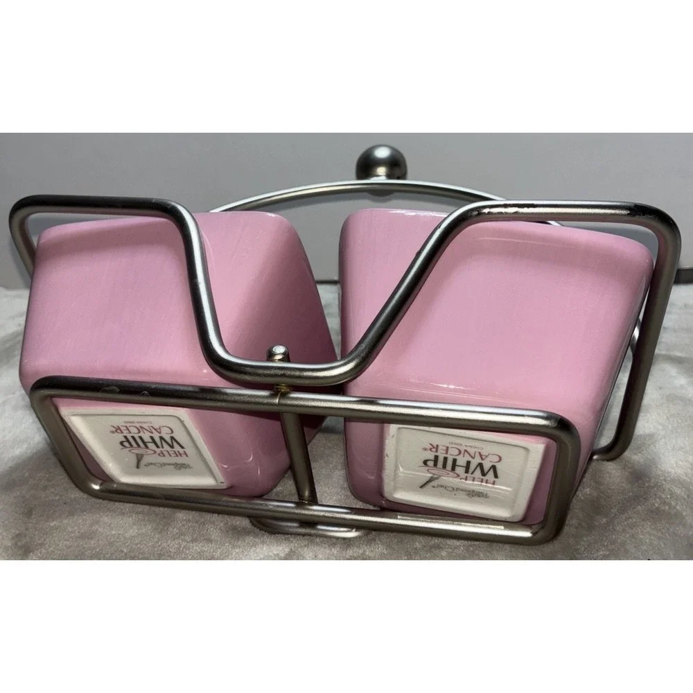 Pampered Chef Small Bowl Caddy Pink Serving‎ Dishes Ceramic Whip Breast Cancer